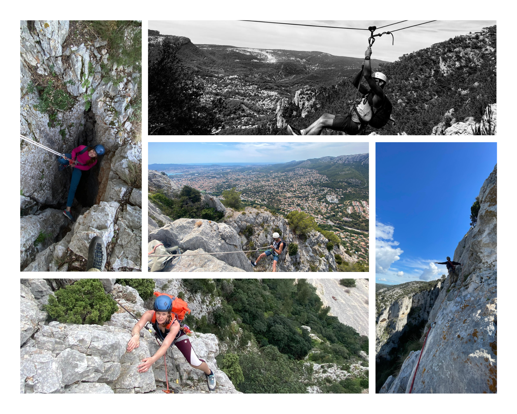 Via Corda des funambule à Toulon, Massif du Mont Faron. Tyrolienne, grands rappels et tyrolienne