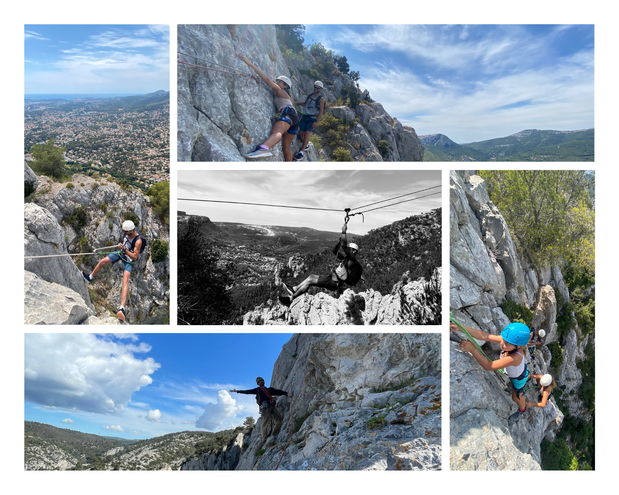 Via corda Toulon, Massif du Faron. Grands rappels, tyrolienne et escalade